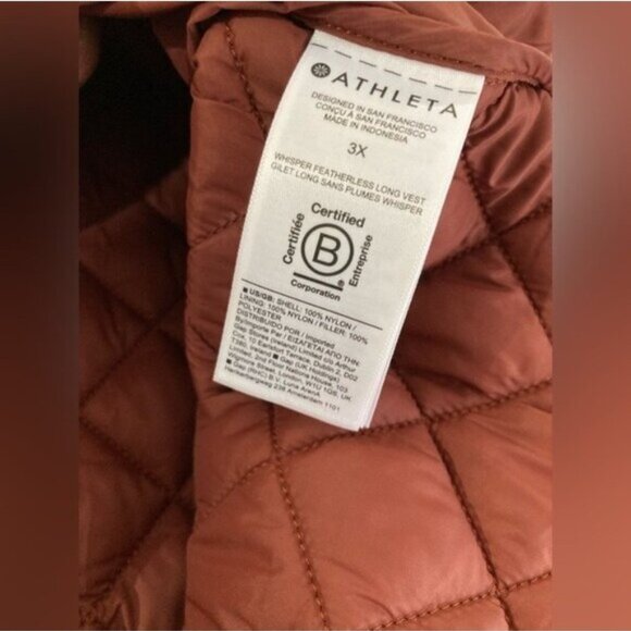 New Athleta Athleisure Quilted Jacket Warm Neutral Featherless Preppy Fall - Picture 10 of 11